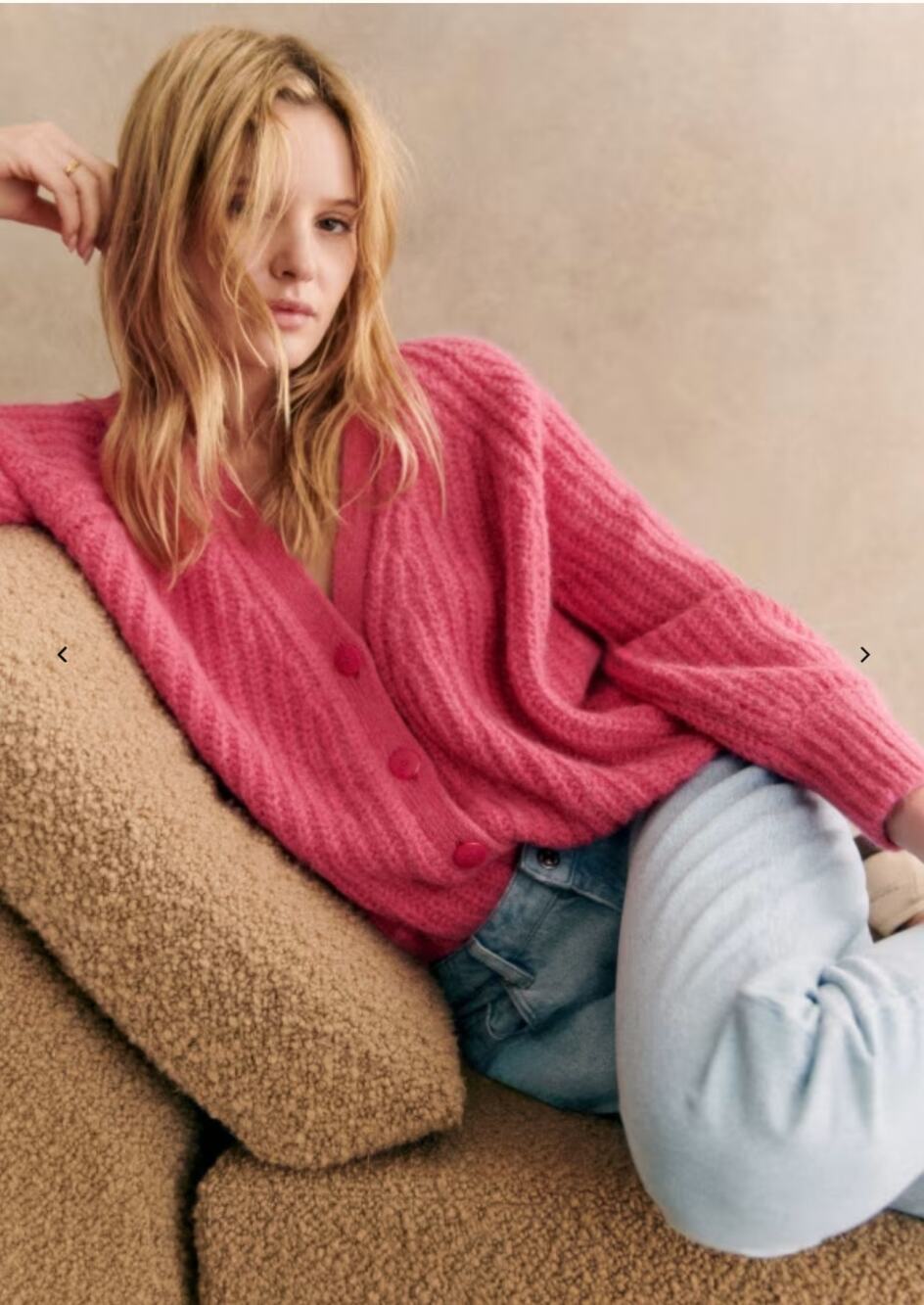 Sezane S Basile Cardigan in Pop Pink